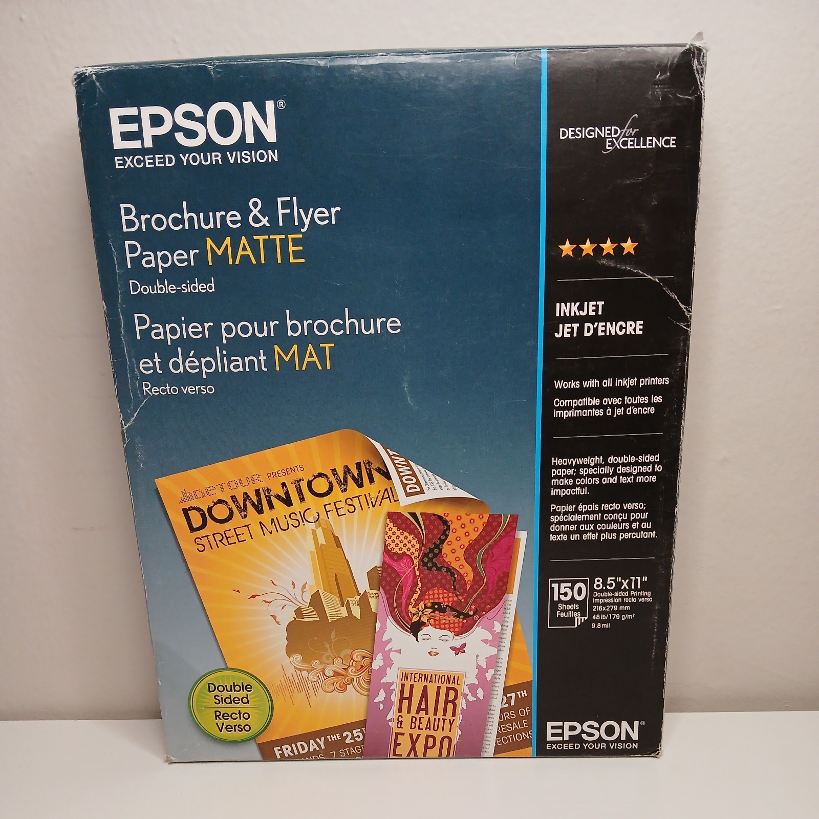EPSON Brochure and Flyer Paper Matte 8.5" X 11" 150 Sheets New S042384
