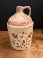 Alpine Pottery Roseville Ohio Stoneware 9-3/4" H Magnolia flower Jug 1998