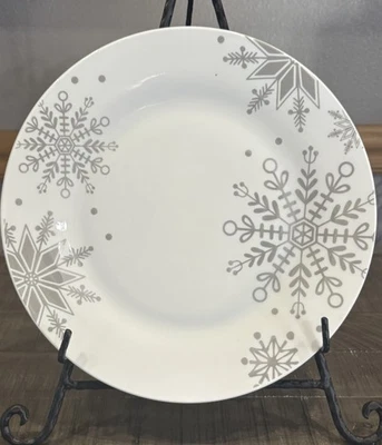 Set Of 4 Royal Norfolk Christmas Snowflake Dinner Plates Holiday 10.5” Stoneware