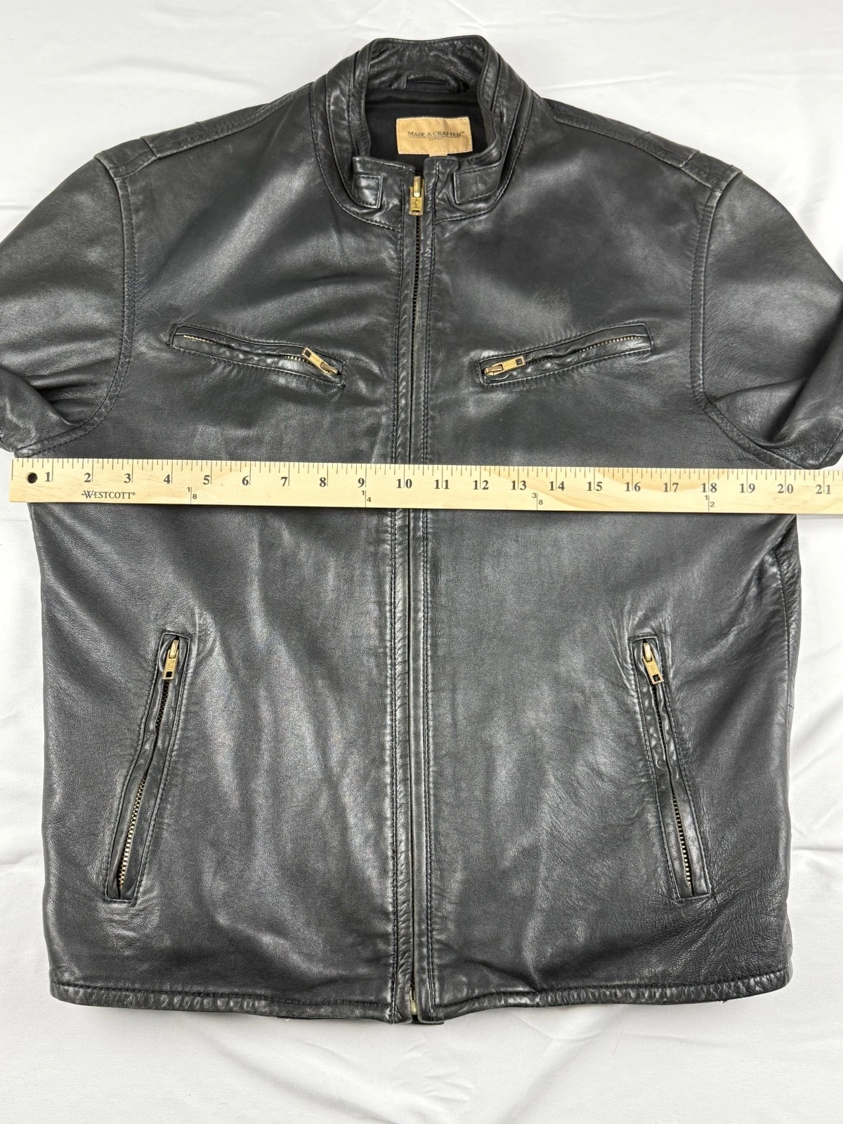 Levis Made and Crafted Black Sheepskin Leather Moto Jacket-Made in Italy Sml/Med - product detail image 7
