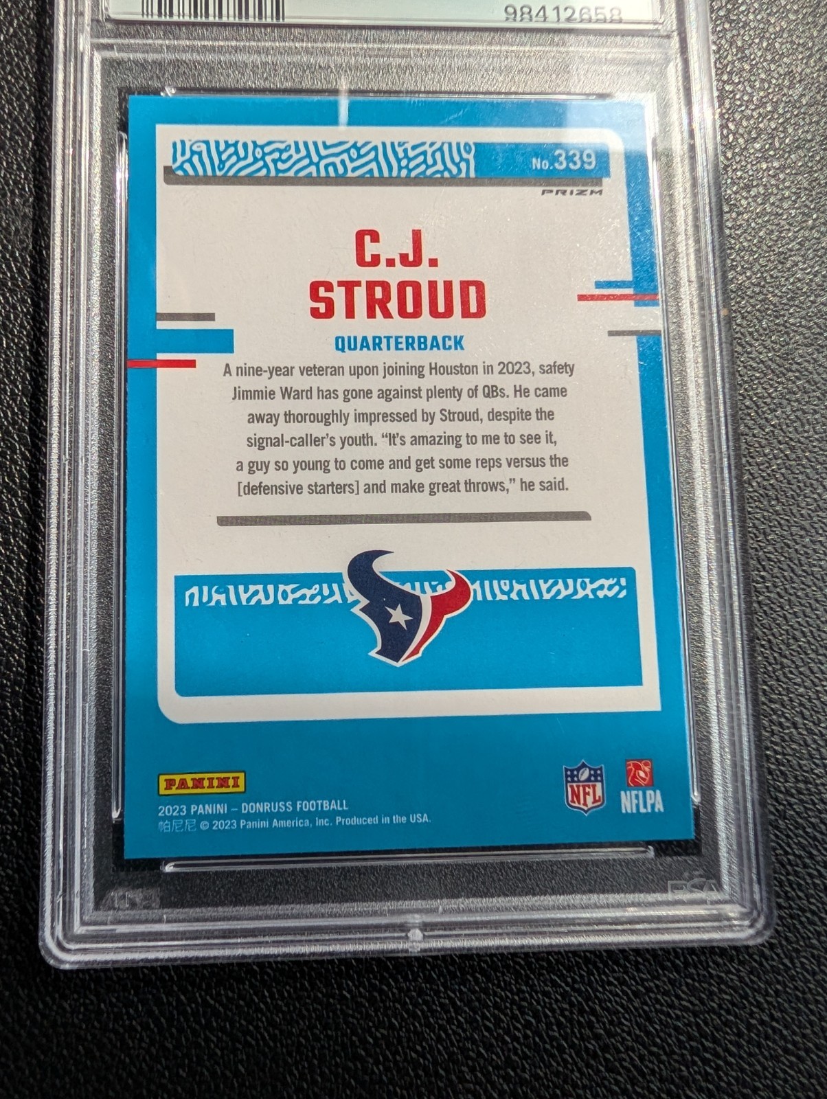 2023 Panini Donruss - C.J. Stroud 339 Optic Preview Red & Green Prizm (RC)PSA 10 view 5