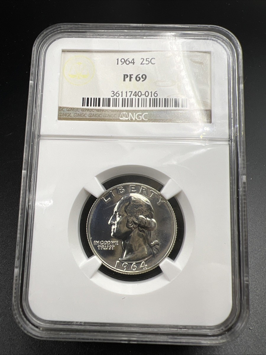 1964 25c Washington Silver Quarter Coin NGC Brown Label PF69 #016