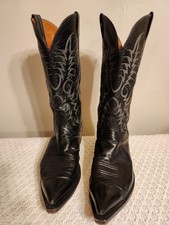 Vintage Nocona Western Boot Black Leather Snip Toe 12 B USA