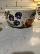 Home Brand Serving Bowl Centerpiece Dish Ceramic w/ Fruit Motif Large 11" Wide