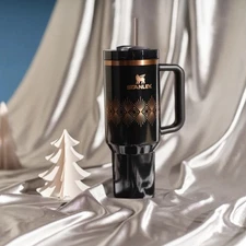 Stanley Deco Collection Gloss Black The Flowstate Quencher H2.0 40oz Tumbler