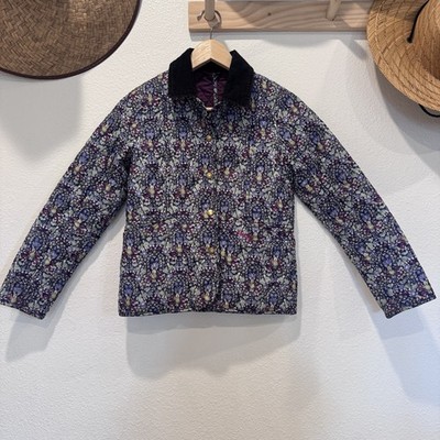 Barbour Girls Purple Floral Quilted Daisy Liddesdale Jacket size L 10/11