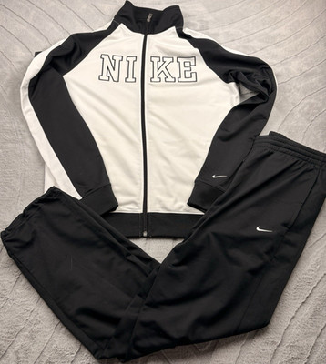 Nike Herren Trainingsanzug 2-teilig Jacke+Hose Reißverschluss Schwarz/Weiß M