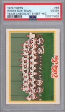 1978 Topps #66 Chicago WHITE SOX Team Checklist Sheet H/C PSA 4 VG/EX Tough!