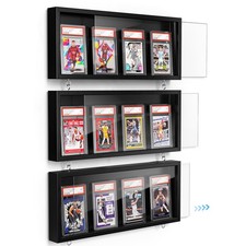 Card Display Case, 3 Pack Trading Card Display Frame Wall Mount, Wooden Baseb...