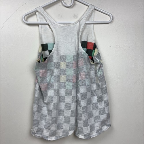 Stussy Shirt Women XS White Checkerboard Swing Racerback Tank Top Cotton Dices - Picture 3 of 6