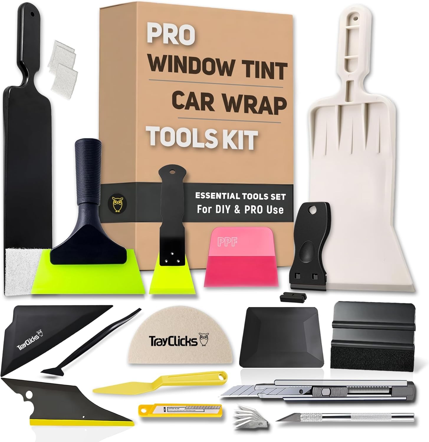 Car Window Tint Tool Kit, Squeegee, Scraper & Film Cutter for Vinyl Wrap