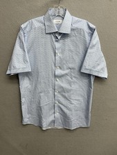 Eton Shirt Mens Size 40 15-3/4 Blue Contemporary Dress Button Up Short Sleeve