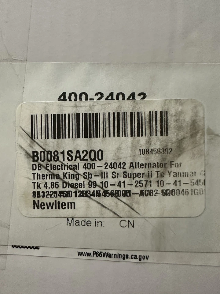 DB Electrical 400-24042 Alternator for THERMO-KING SD-III Sr Super ii Yanmar 486 - Image 3 of 3