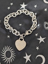 Tiffany and Co Vintage Silver Heart Tag Heavy Bracelet