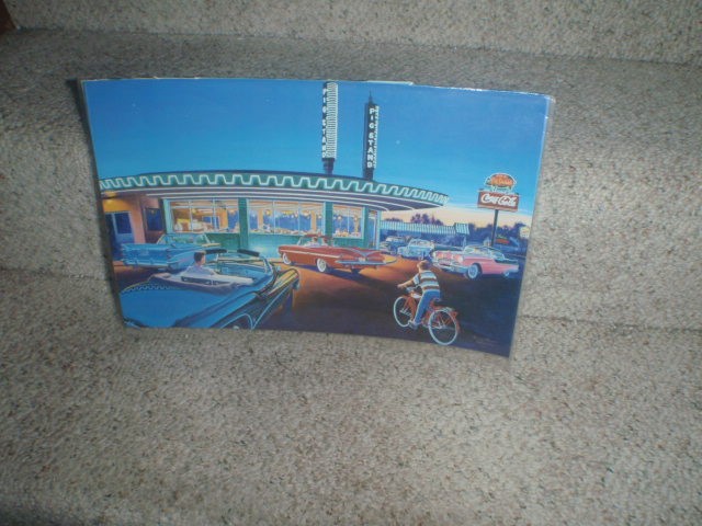 1950's chevy's?laminated restaurant  menu?Pig Sandwich,signed Randy Wellborn