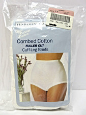 SEARS Blue Package Panties Cotton Fuller Cut Cuff-Leg Briefs 3-Pack White Sz 11