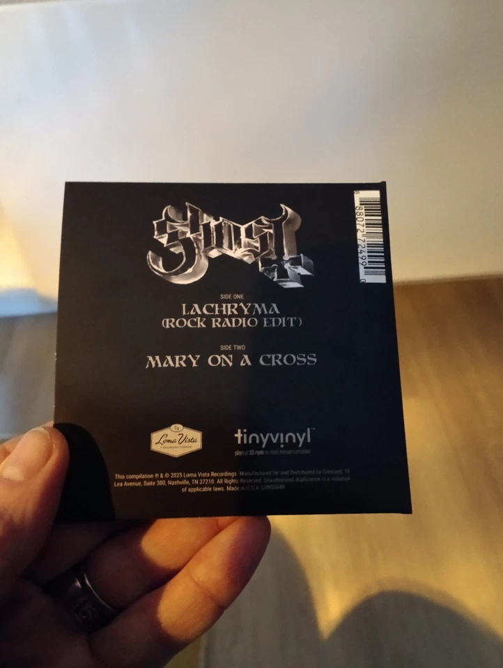 Ghost~Lachryma/Mary On A Cross, 4", 33 ⅓ RPM, Single, Stereo, Purple - Bild 2 von 4