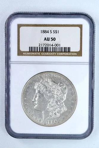 1884 S Morgan Silver Dollar - NGC Graded AU50