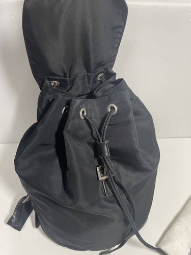 aa002 Extreme Beauty PRADA Nylon Rucksack Triangular Plate Black Storage Bag - Picture 6 of 10