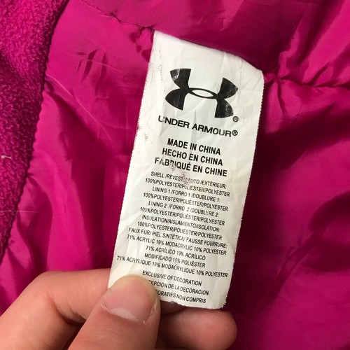 Under Armour Coldgear Fleece Lined Ski Parka Jacket Hoodie Girls Youth M Orange - Picture 10 of 12
