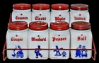 Hazel Atlas White Milk Glass  8 Piece Dutch Spice Set with Rack - All Original!