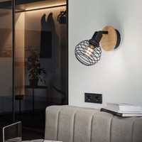 Wandleuchte Wandlampe Holzleuchte Wohnzimmerlampe Schwarz Spot Verstellbar E14