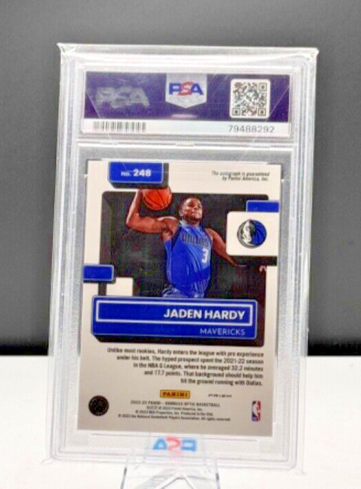 2022-23 Donruss Optic Jaden Hardy Holo Auto PSA 9 view 2