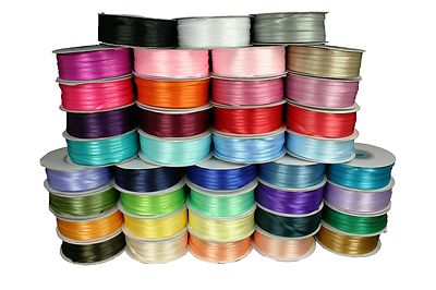 Thin DOUBLE FACE Silky SATIN Ribbon CHOOSE Size 1/8'' or 1/16'', Color & Length 