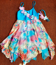 BALLET LYRIC DRESS DANCE COSTUME XLC BLUE AND FLORAL by REVOLUTION DANCEWEAR