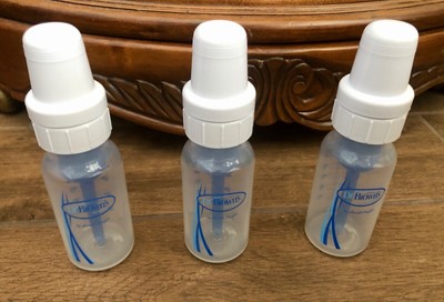 Lot of 3 New Dr Brown's Natural Flow 4 oz Plastic BPA-Free Blue Baby Bottles