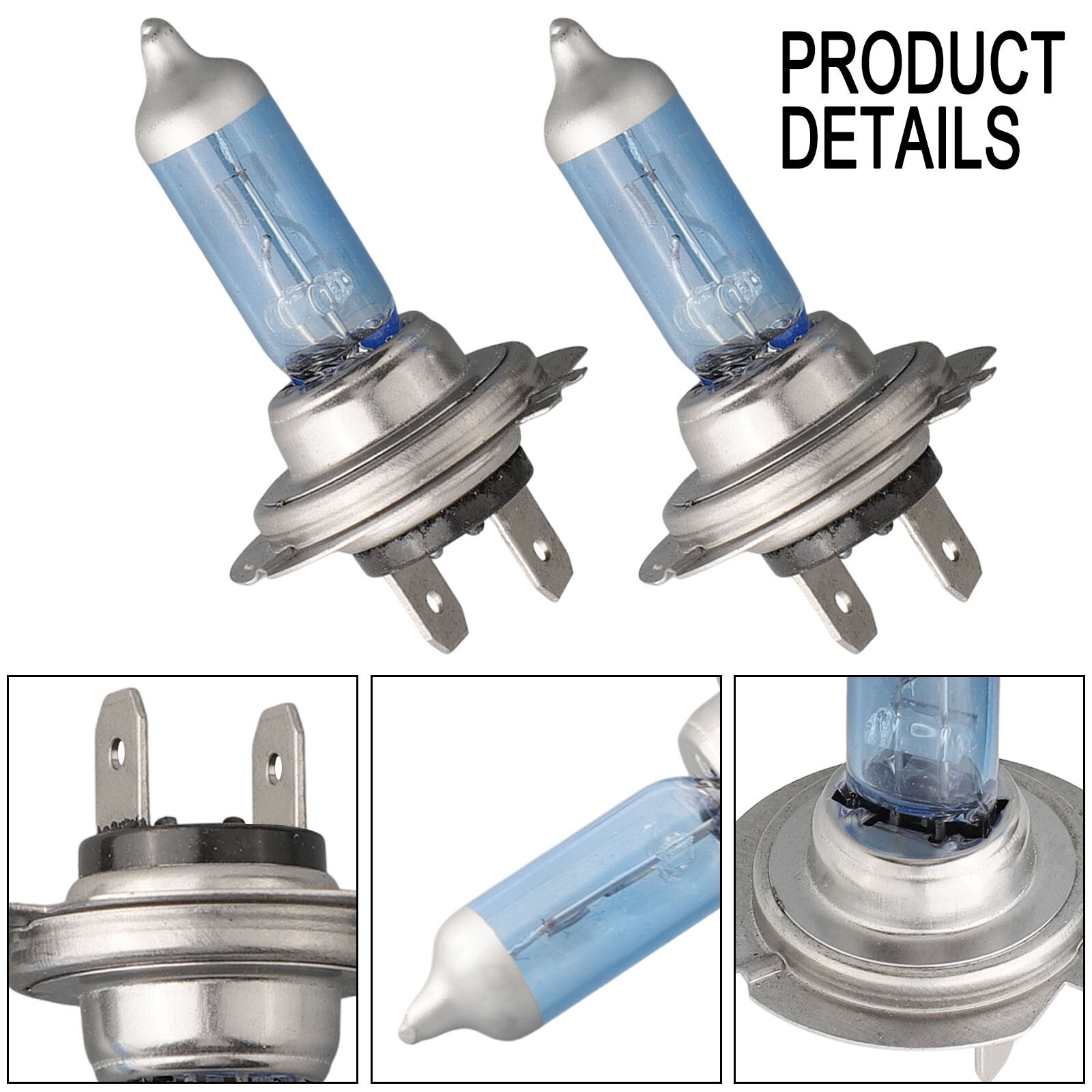 Durable H7 12V 55W Halogen Headlight Bulbs 6000K White Light Long