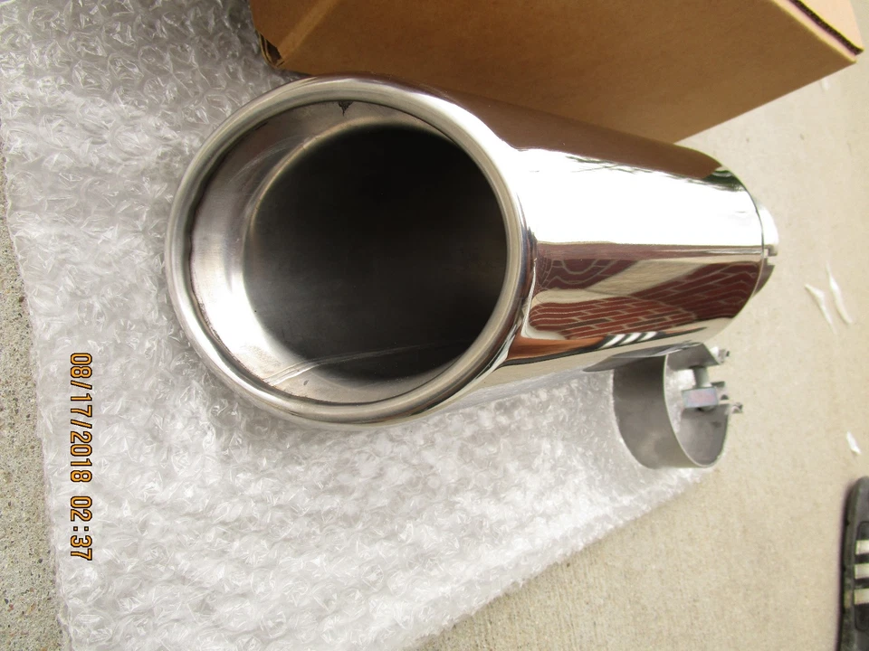 07-08 CHEVY AVALANCHE CROMO PULIDO PUNTA DE ESCAPE CORTE ANGULAR DOBLE PARED OEM NUEVO Foto 4 de 4