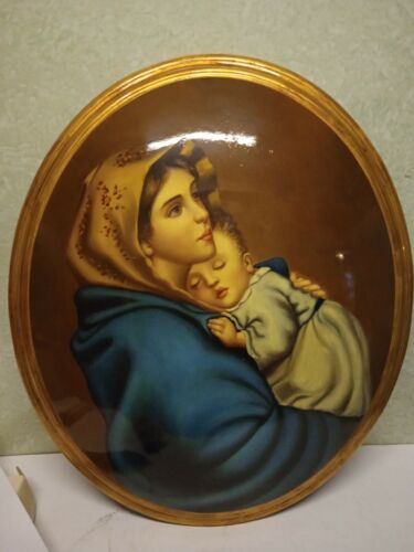 Nachttisch Madonna Der Erholung Barocco Malerei Öl Auf Medaillon Gold 58X68 - Bild 1 von 8