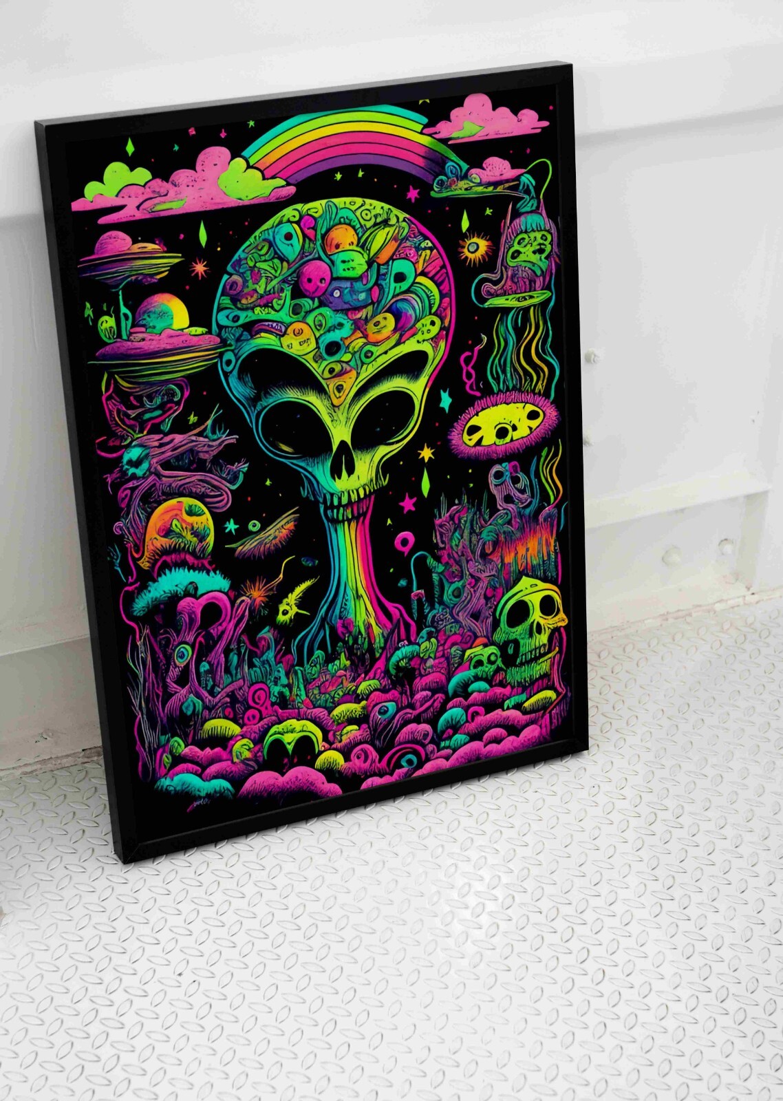 TRIPPY PSYCHEDELIC ALIEN SKULL POSTER WALL ART PRINT A3 A4 SIZE | eBay UK