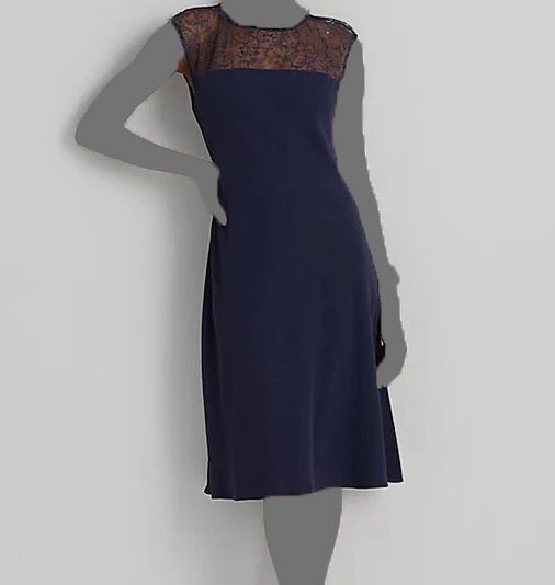 Lauren Ralph Lauren Womens Tynlee Lace Knee-Length Sheath Dress Navy 12