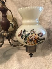 Mid-Century Vintage Ceiling Hanging Chandelier Glass Floral Globes