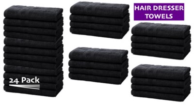 Friseurhandtücher | Salons, Spa Handtücher | 12er Pack oder 24er Pack | SCHWARZ