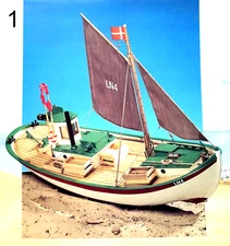 Rare Vintage Billing Boats Wood Kit 702, Coast Boat, Bent - Open Box, Complete