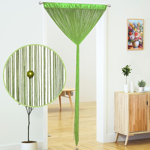 Beaded Curtain Door String Curtains for Doorways Tassels 39×79 in 1 Green - Picture 2 of 4