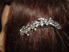 Jeweled White Rhinestone Prom Slide Hair Comb NWT