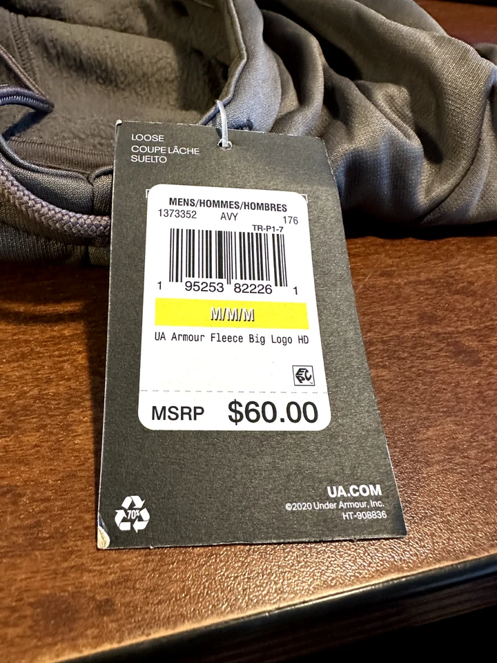 Sudadera con capucha polar Under Armour para hombre con logotipo grande ARCILLA pequeña Foto 3 de 3