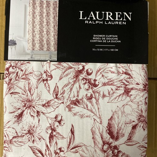 Ralph Lauren 100 Cotton Fabric Shower Curtain 70"x72" Tailored Hem