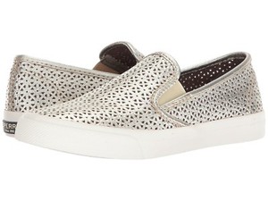 sperry seaside perforated sneaker platinum