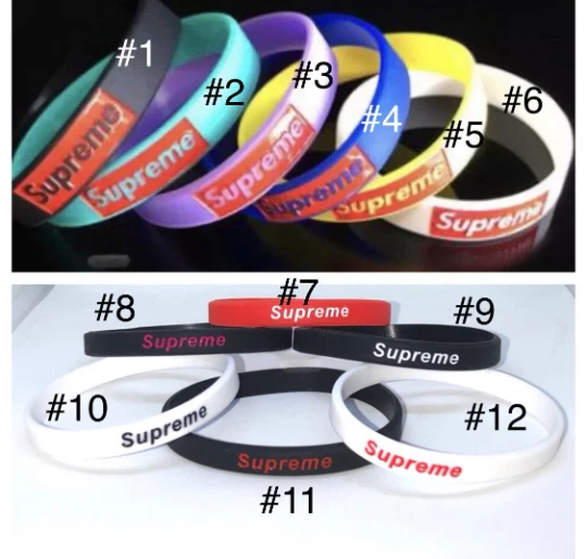 1 One SUPREME wristband bracelet silicone rubber 1 2 in regular