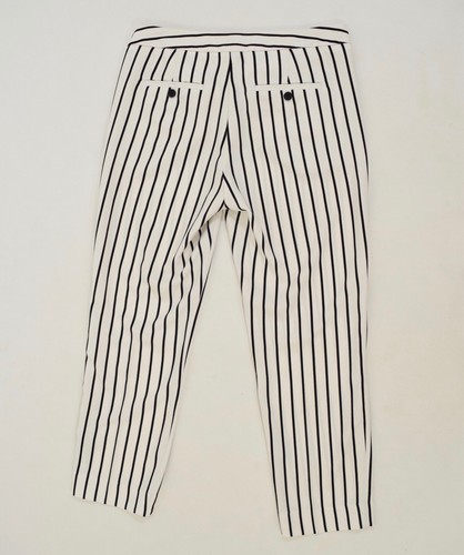 Banana Republic Pants 8 Black & White Striped Slim Ankle Straight Leg Crops - Picture 3 of 7
