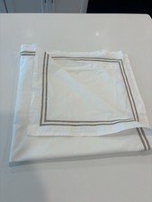 Restoration Hardware Italian White Hotel Euro Sham Satin stitch Tan 28x28"