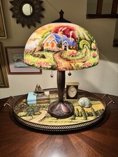 Thomas Kinkade Reverse Painted Glass Lamp “A Light in the Storm” – Colle...