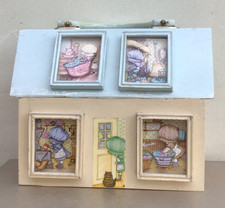 Vintage 1970s HOLLY HOBBIE WOODEN CASE 3D Decoupage in Windows Box Carrier