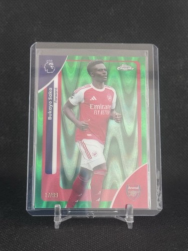 2026 Topps Chrome Premier League Bukayo Saka Green Refractor /99 #13 Arsenal