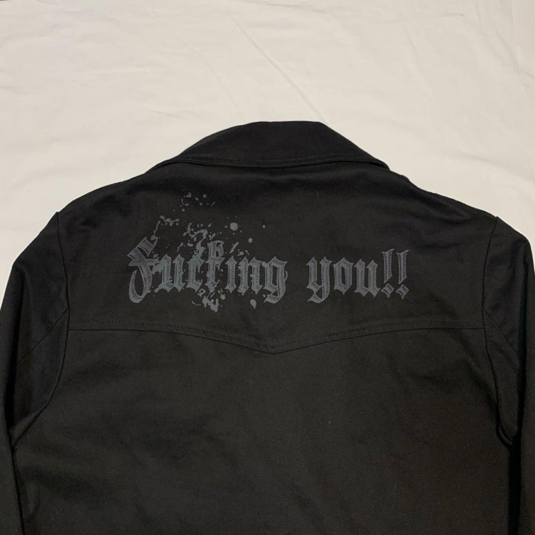 h.NAOTO Skull Bone Design Long Zip Jacket Black Men